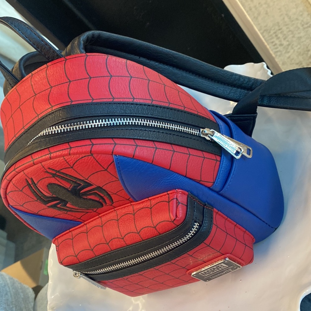 LOUNGEFLY Marvel Spider-Man Classic Mini  Leather Backpack - Picture 4 of 10